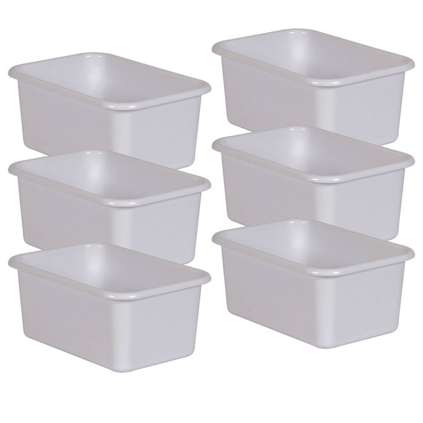 Teacher Created Resources Storage Bin, Plastic, White, 6 PK 20399